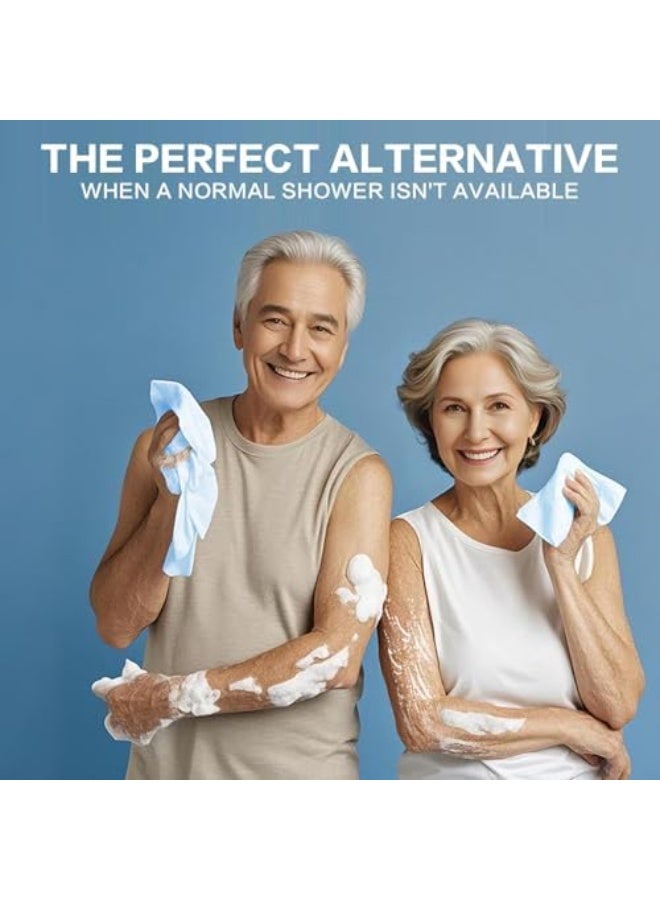 100 قطعة من إسفنج الاستحمام القابل للاستخدام مرة واحدة، مناديل استحمام بدون شطف للكبار، مناديل استحمام جافة معقّمة بالصابون لكبار السن، المرضى الذين يتعذر عليهم الحركة، التخييم، بعد الجراحة (25 قطعة في 4 عبوات) - Image 2