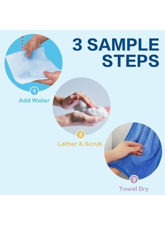 100 قطعة من إسفنج الاستحمام القابل للاستخدام مرة واحدة، مناديل استحمام بدون شطف للكبار، مناديل استحمام جافة معقّمة بالصابون لكبار السن، المرضى الذين يتعذر عليهم الحركة، التخييم، بعد الجراحة (25 قطعة في 4 عبوات) - Image 4