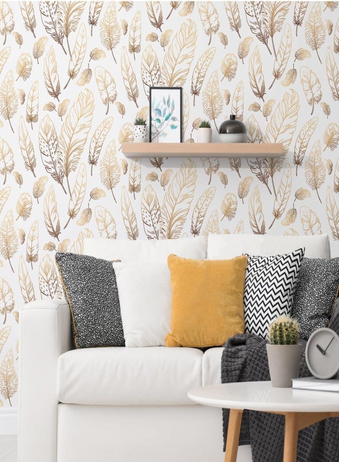 Qianglive White Peel and Stick Wallpaper 17.3"x80" Feather Wallpaper Removable Modern Vinyl Wall Paper Waterproof Contact Paper Shelf Paper Drawer Liner Roll for Bedroom Living Room - Image 5