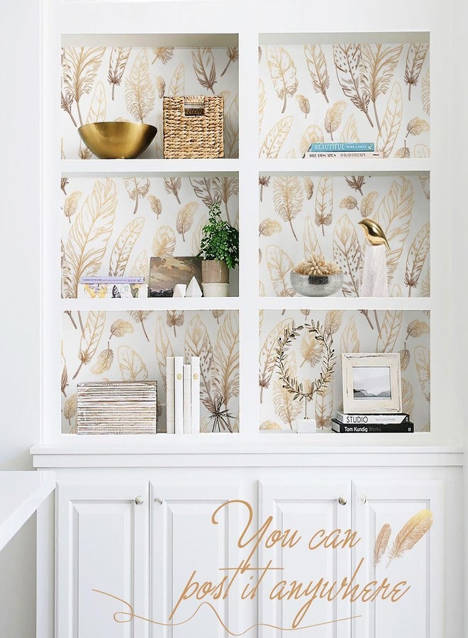 Qianglive White Peel and Stick Wallpaper 17.3"x80" Feather Wallpaper Removable Modern Vinyl Wall Paper Waterproof Contact Paper Shelf Paper Drawer Liner Roll for Bedroom Living Room - Image 4