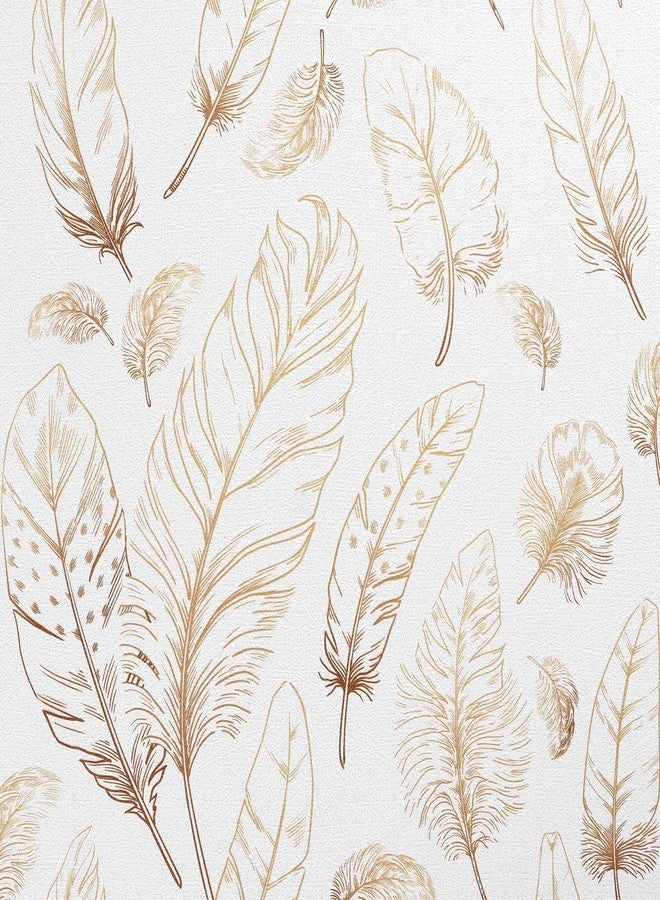 Qianglive White Peel and Stick Wallpaper 17.3"x80" Feather Wallpaper Removable Modern Vinyl Wall Paper Waterproof Contact Paper Shelf Paper Drawer Liner Roll for Bedroom Living Room - Image 1