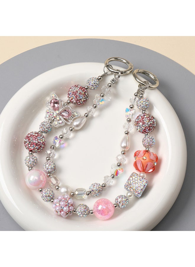 Generic - Hot Double Chain High-end Diamond-encrusted Alloy Butterfly Mobile Phone Chain Anti-lost Mobile Phone Case Premium Bag Hanging Chain-Specification:LE-3K - Image 1