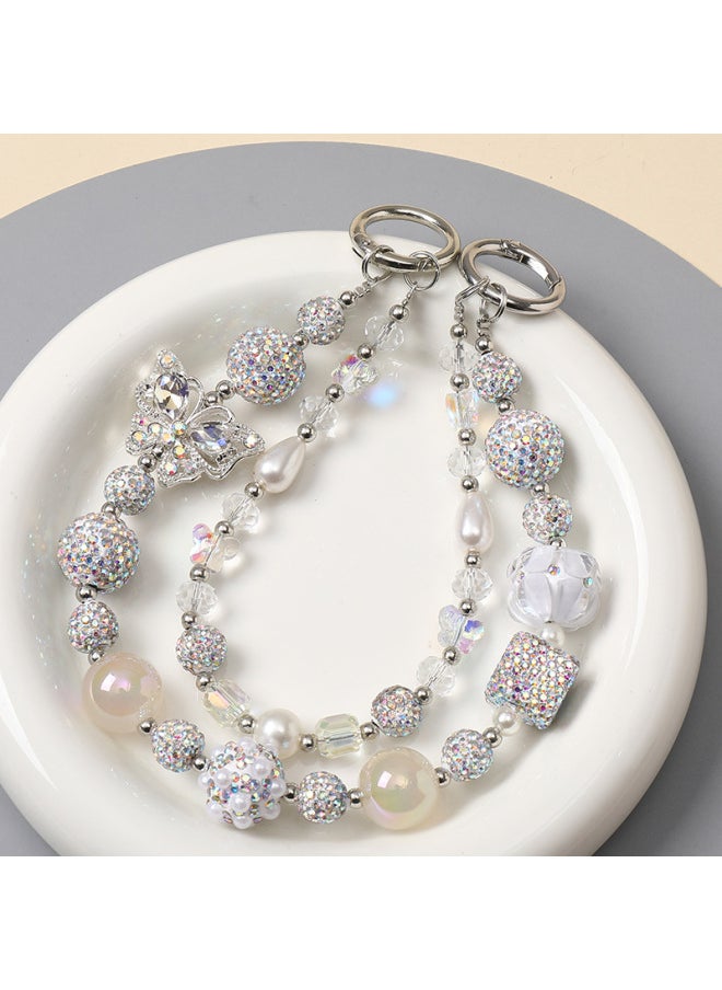 Generic - Hot Double Chain High-end Diamond-encrusted Alloy Butterfly Mobile Phone Chain Anti-lost Mobile Phone Case Premium Bag Hanging Chain-Specification:LE-3K - Image 1