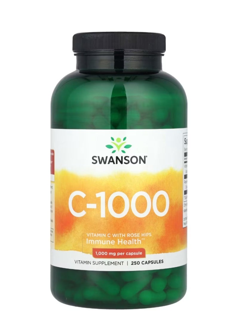 سوانسون C-1000 فيتامين C مع وردة المسك 1000 مجم 250 كبسولة - Image 1