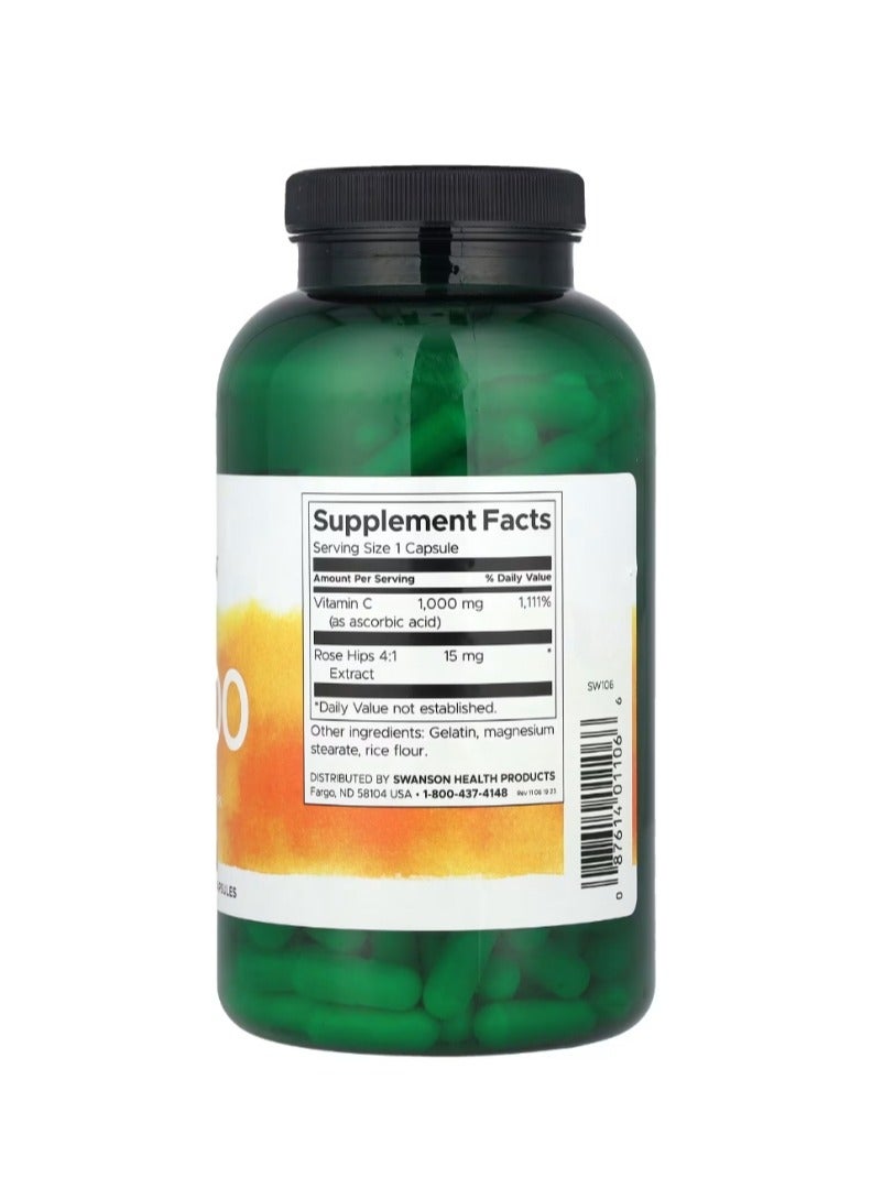 سوانسون C-1000 فيتامين C مع وردة المسك 1000 مجم 250 كبسولة - Image 2