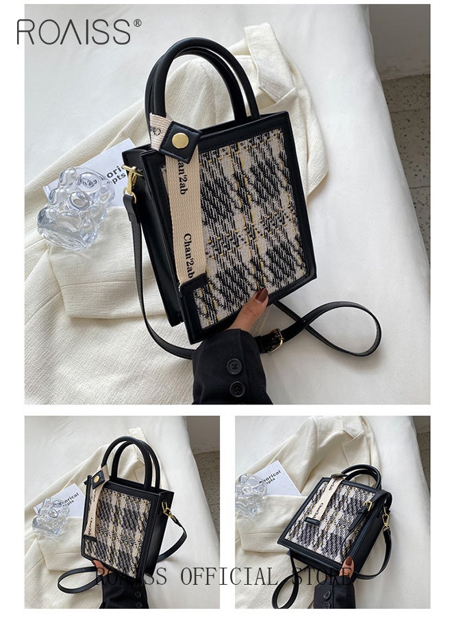 roaiss Women Woolen Mini Handbag Commuter Niche Crossbody Bag with Simple and Minimalist Design Chic Tote Bag for Women PU Wear Resistant Casual Commuting Tote Bag Retro Fashion Shoulder Crossbody Bag with Multiple  - Image 4