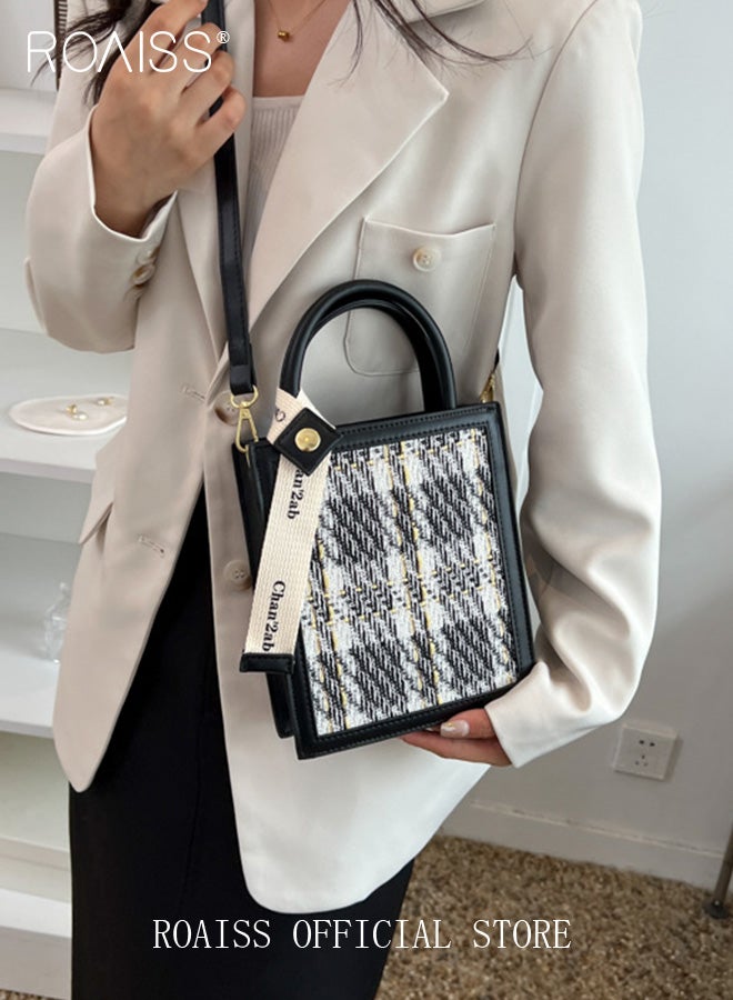 roaiss Women Woolen Mini Handbag Commuter Niche Crossbody Bag with Simple and Minimalist Design Chic Tote Bag for Women PU Wear Resistant Casual Commuting Tote Bag Retro Fashion Shoulder Crossbody Bag with Multiple  - Image 1