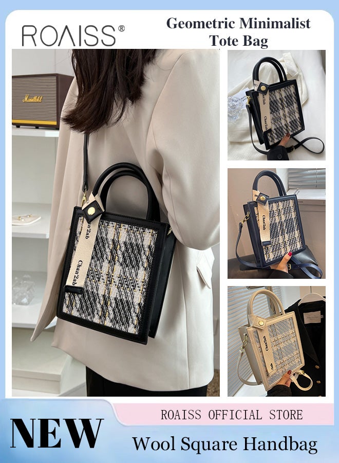 roaiss Women Woolen Mini Handbag Commuter Niche Crossbody Bag with Simple and Minimalist Design Chic Tote Bag for Women PU Wear Resistant Casual Commuting Tote Bag Retro Fashion Shoulder Crossbody Bag with Multiple  - Image 2