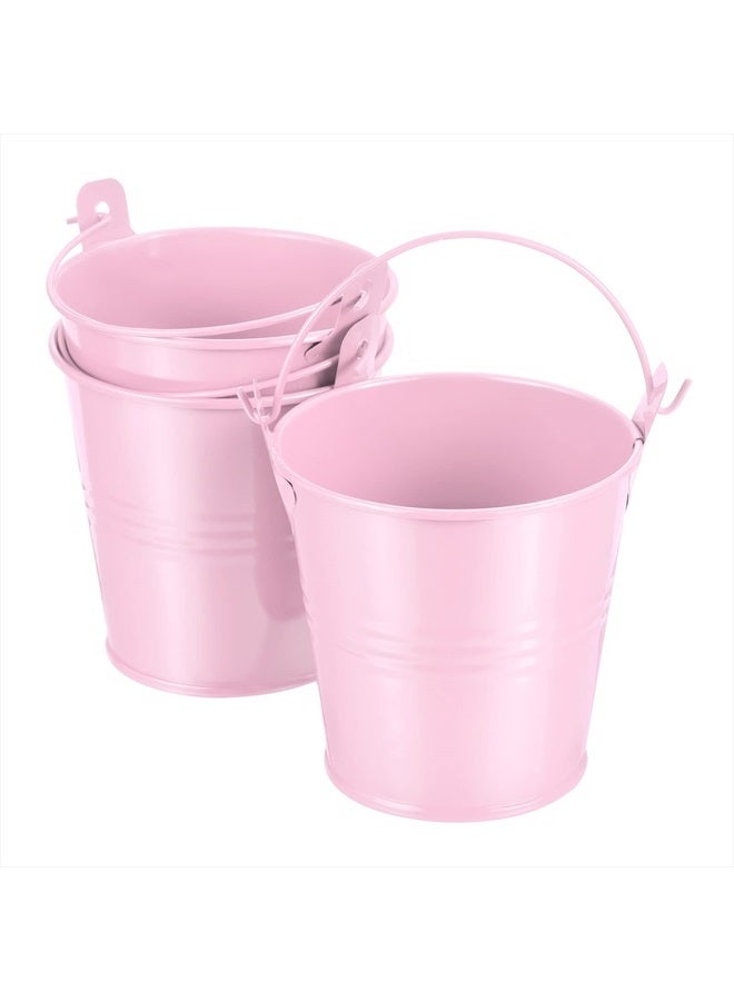 PATIKIL 3" Height Mini Metal Bucket, 3 Pack Colorful Metal Succulents Pot Party Decorative Pails with Handles for Small Succulents, Pink - Image 1