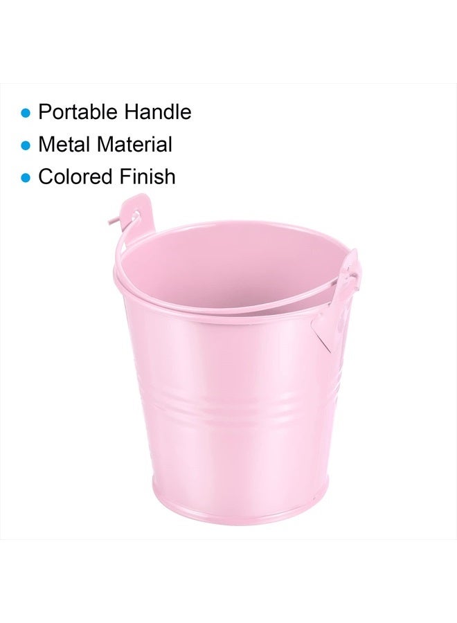 PATIKIL 3" Height Mini Metal Bucket, 3 Pack Colorful Metal Succulents Pot Party Decorative Pails with Handles for Small Succulents, Pink - Image 5