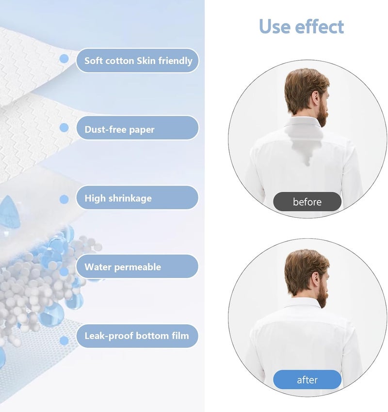 CFGROW Collar Protector Sweat Pads Invisible Disposable for Women and Men - 80 Pack Self-Adhesive Neck Liner Pads for Shirts, Absorbent and Antiperspirant Sticker for Stay Dry Collars - Image 2