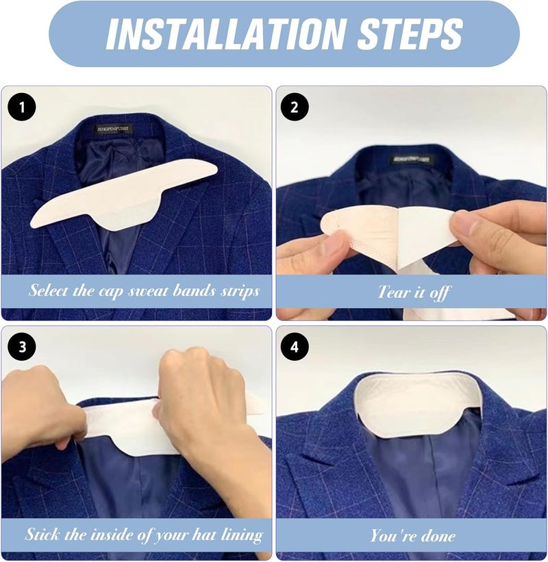 CFGROW Collar Protector Sweat Pads Invisible Disposable for Women and Men - 80 Pack Self-Adhesive Neck Liner Pads for Shirts, Absorbent and Antiperspirant Sticker for Stay Dry Collars - Image 4