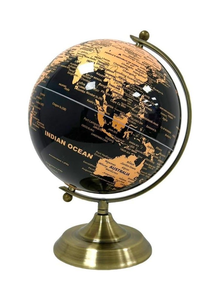 DeloPik 20cm World Globe Political Map Globe - English Map - Educational;Geographic;Modern Desktop Decoration - Stainless Steel Arc And plastic Base - School, Home,Office - Image 1