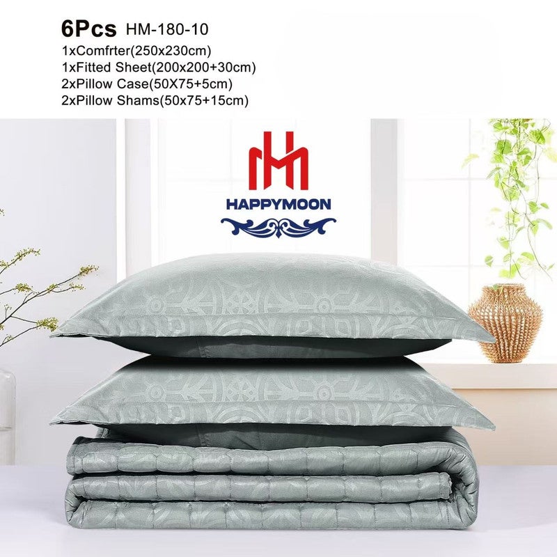 Happymoon Bedding Comforter Set King Size – 6-Pcs Solid Quilted Bed Set with Microfiber Fabric, Includes Comforter, Fitted Sheet, Pillow Shams & Cases for Soft, Cozy Sleep - Image 2