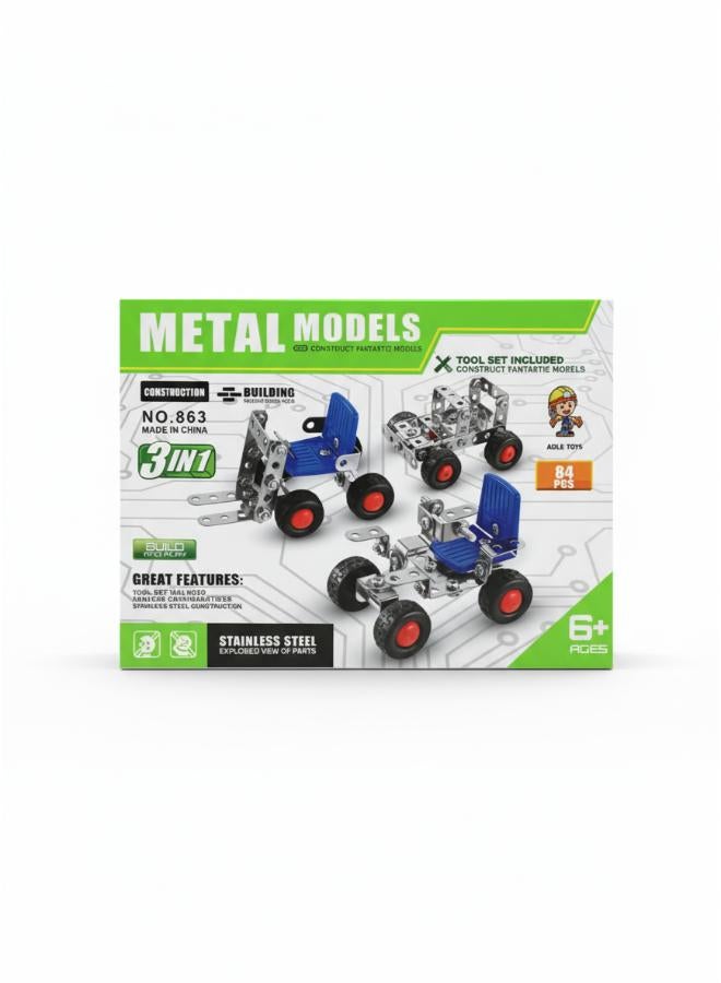 Metal Models 3-in-1 Construction Building Vehicle Model Toys No. 863 - Image 1