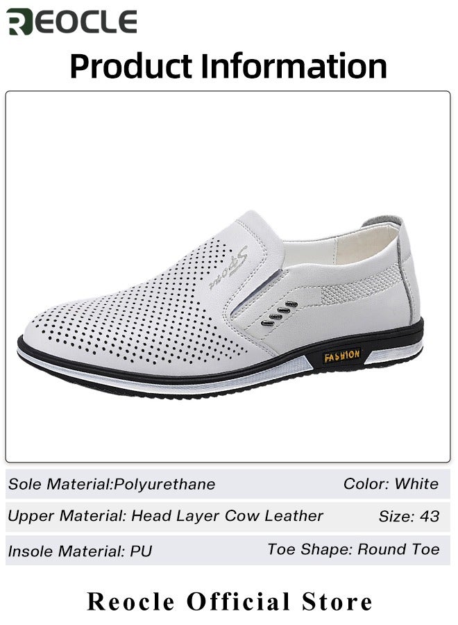 REOCLE Men's Loafers Formal Business Dress Shoe Comfy Slip-On Casual Walking Flats with Leather Upper & Hand Sewing Technology Walking Sneakers for Men  - Image 5