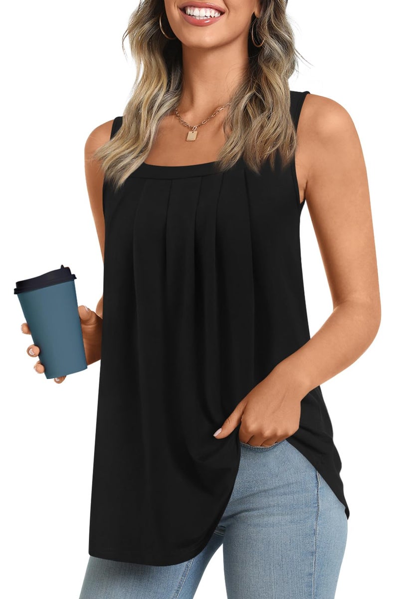 LONGYUAN Womens Tank Tops Summer Sleeveless Tunic Square Neck Black 4X-Large - Image 2