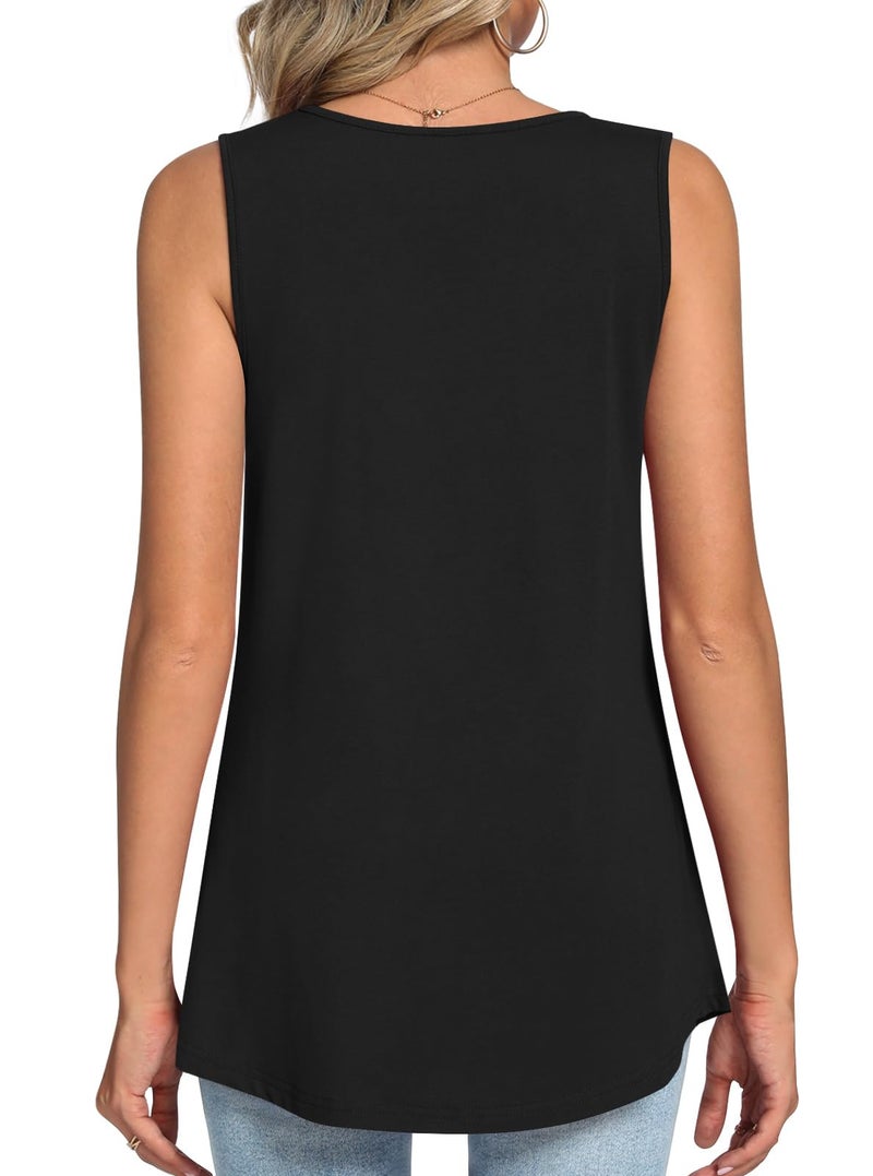 LONGYUAN Womens Tank Tops Summer Sleeveless Tunic Square Neck Black 4X-Large - Image 3