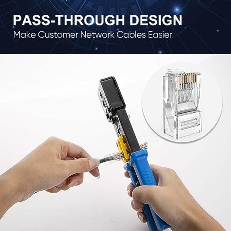 موصلات RJ45 التمريرية لكابلات Cat6/Cat5e Ethernet، وموصلات تجعيد غير محمية مطلية بالذهب، ومحاذاة صفراء عالية الدقة وقوة إدخال منخفضة - Image 5