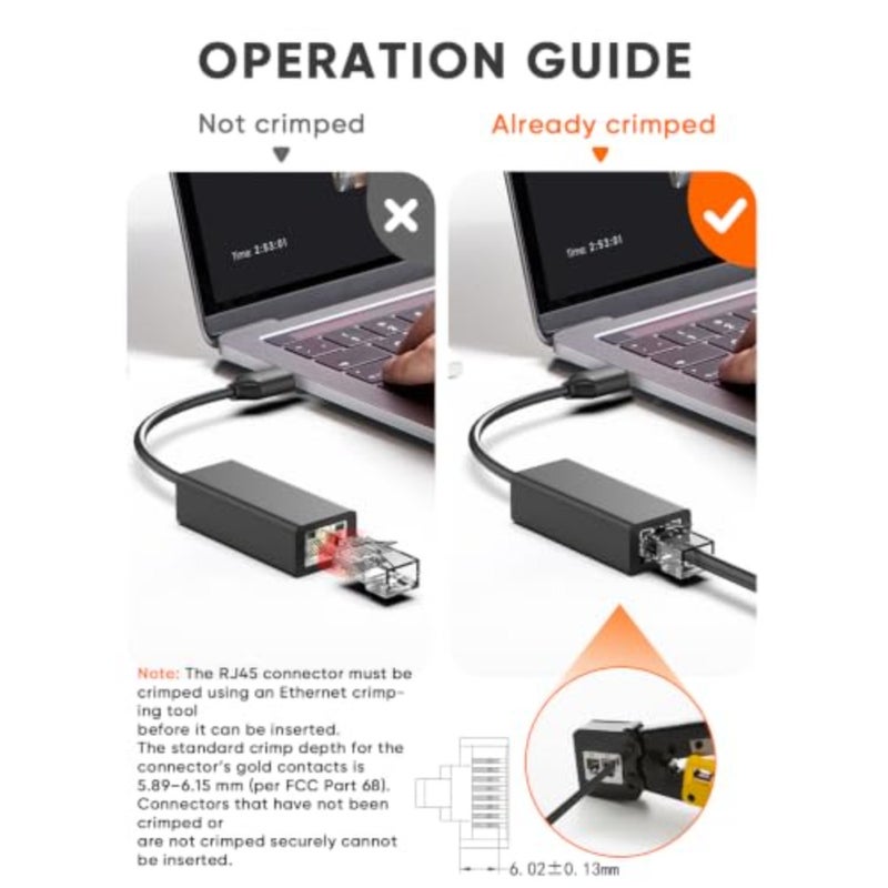 موصلات RJ45 التمريرية لكابلات Cat6/Cat5e Ethernet، وموصلات تجعيد غير محمية مطلية بالذهب، ومحاذاة صفراء عالية الدقة وقوة إدخال منخفضة - Image 2