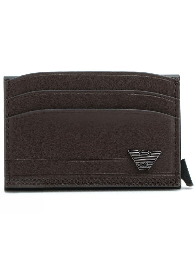 Giorgio Armani Brown Automatic Pop-Up Card Holder Wallet – Premium Luxury Compact Leather Wallet for Men - Image 2