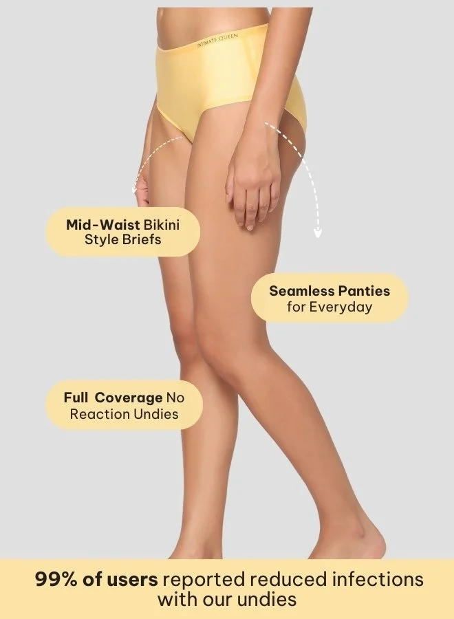 Intimate Queen Yellow & Salmon Lemon Bae Briefs – Seamless Calm, Made with Lemon Peel | Sweat-Wicking & Made for Sensitive Skin (Pack Of 2)  | Best Price UAE