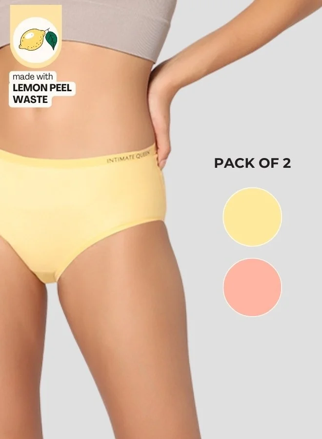 الملكة الحميمة سراويل داخلية ليمون باي - ناعمة ومريحة، مصنوعة من قشر الليمون | تمتص العرق ومناسبة للبشرة الحساسة (عبوة من قطعتين)