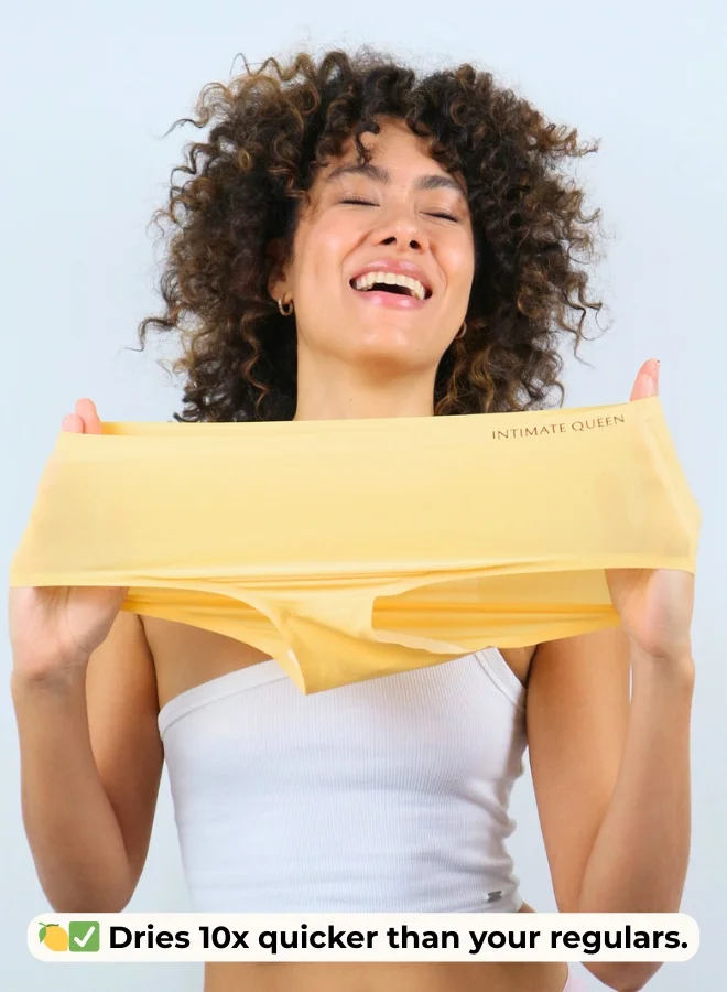 Intimate Queen Yellow & Salmon Lemon Bae Briefs – Seamless Calm, Made with Lemon Peel | Sweat-Wicking & Made for Sensitive Skin (Pack Of 2)  | Best Price UAE