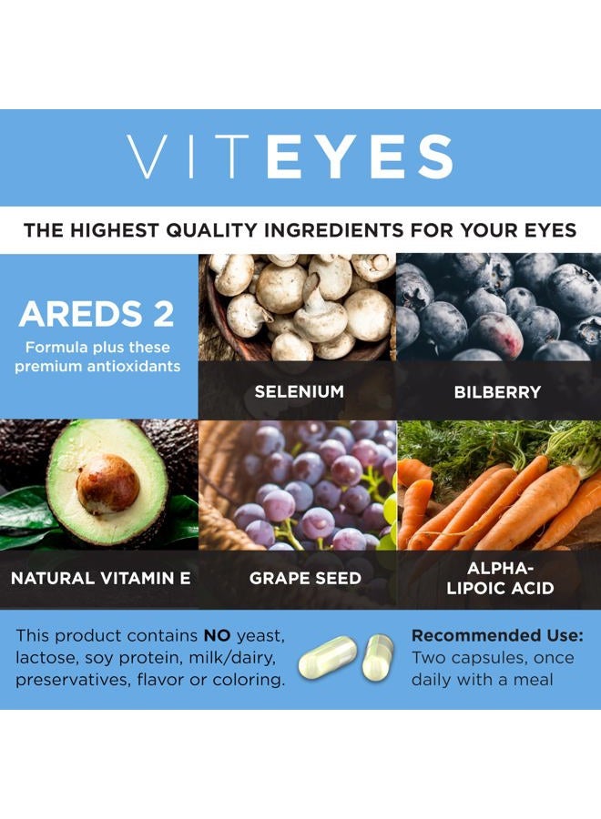 Viteyes AREDS 2 Advanced Macular Support with Bilberry, grapeseed, FLORAGLO Lutein, Selenium, Natural Vitamin E, Allergen Free, Eye Vitamins for Vision Protection, 60 Count - Image 3