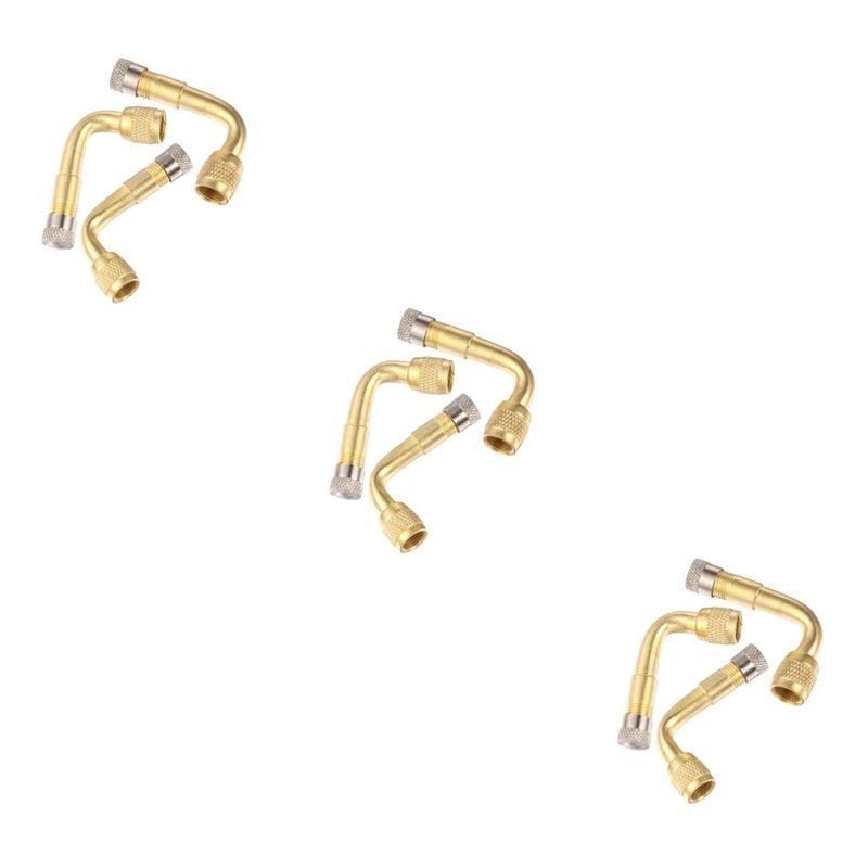 Golden 3Pcs Curved Tire Stem Extensions for Car Truck Motorcycle RV - Image 2