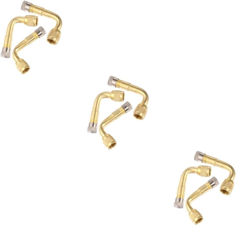 Golden 3Pcs Curved Tire Stem Extensions for Car Truck Motorcycle RV - Image 1