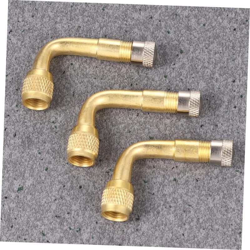 Golden 3Pcs Curved Tire Stem Extensions for Car Truck Motorcycle RV - Image 5