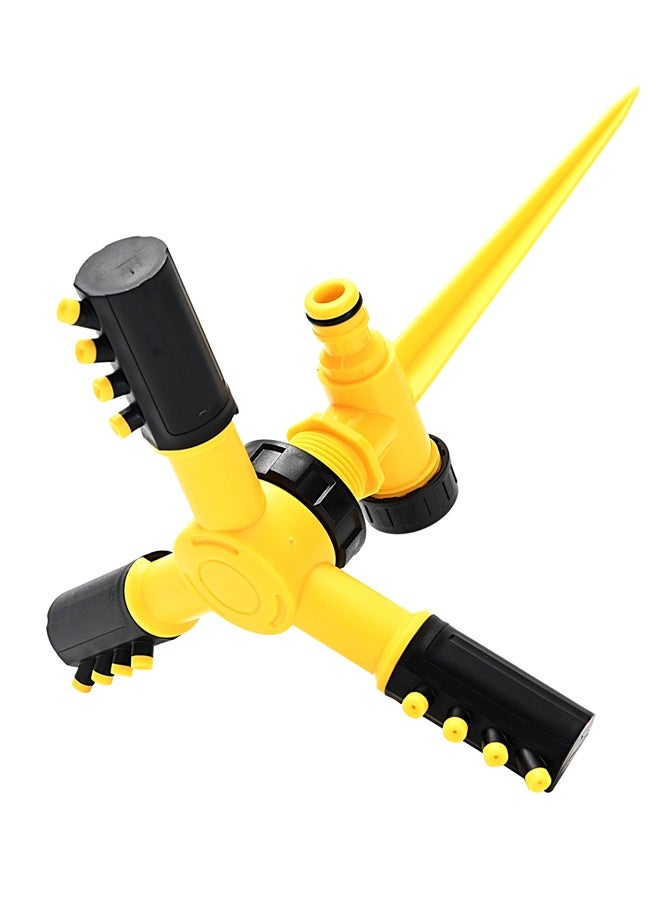 LAWAZIM Garden Spike Sprinkler - Yellow - 3 Arm Adjustable Rotary Lawn Sprinkler, Automatic 360° Rotating Water Sprayer with 12 Nozzles and Spike Base - for Garden & Lawn Irrigation, Watering Plants - Image 3