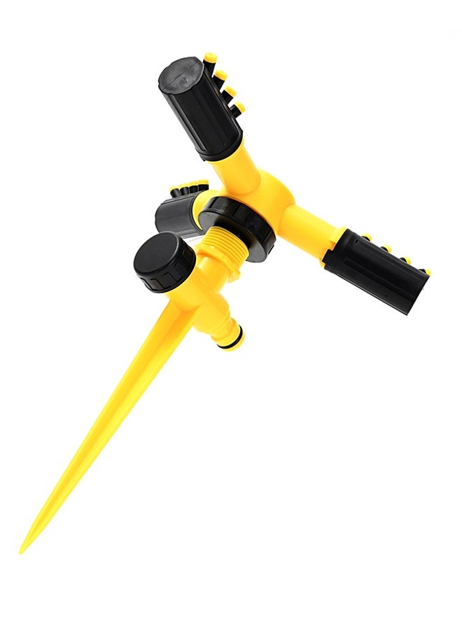 LAWAZIM Garden Spike Sprinkler - Yellow - 3 Arm Adjustable Rotary Lawn Sprinkler, Automatic 360° Rotating Water Sprayer with 12 Nozzles and Spike Base - for Garden & Lawn Irrigation, Watering Plants - Image 2