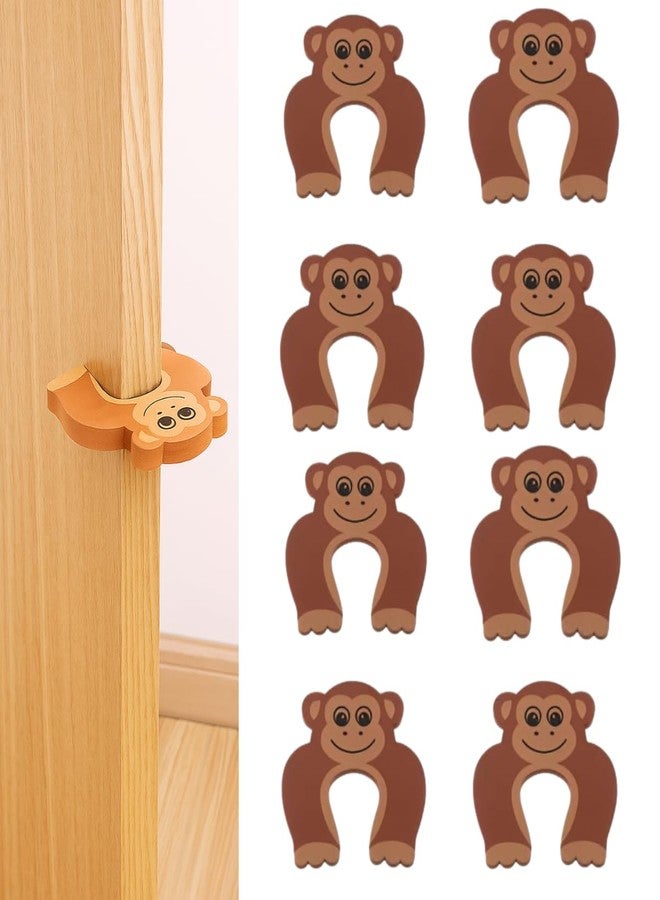 Minimavin 8 Pcs Baby Safety Products for Home: Door Guard, Baby Proofing Door Slam Stopper, Soft Foam Pinch Guard, Prevents Finger Pinch Injuries, Brown Color Suitable for Door (Set of 8)