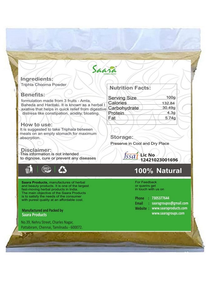 Saara HERBAL FRESH Triphala Churna Powder, 51g, Thiripala Powder, Thiribala Powder, Amla, Baheda, Haritaki Powder,51g, (pack of 1 x 51g) - Image 2
