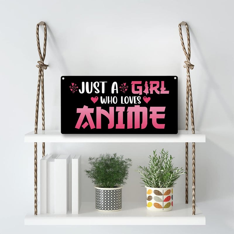 YCYD Funny Just a Girl Who Loves Anime Wood Sign Rustic Anime Lovers Wooden Hanging Plaque for Home Living Room Girl Bedroom Wall Art Decoration 6 x 12 Inches Present - Image 3