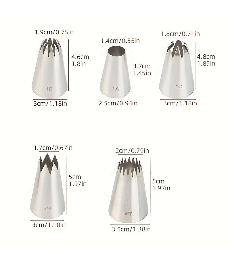 5 Piece Stainless Steel Piping Nozzle Set For Cake And Cookie Icing - Image 4