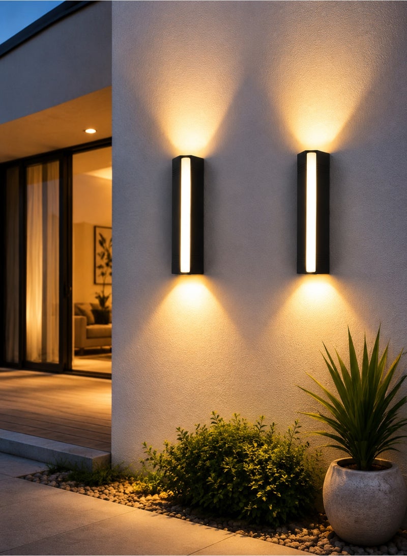 ريويل طقم 2 إضاءة جدارية خارجية LED بتصميم حديث – مقاومة للماء IP65 – مناسبة للحدائق والفلل والمداخل – لون أسود مطفي - Image 1