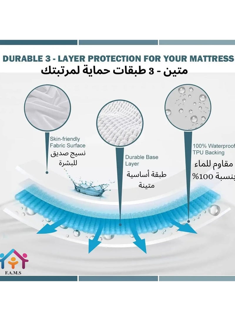 Dibaj Waterproof Mattress Protector – Soft Cotton Top, Breathable Fit, and Machine Washable Cover 120×200+35cm - Image 2