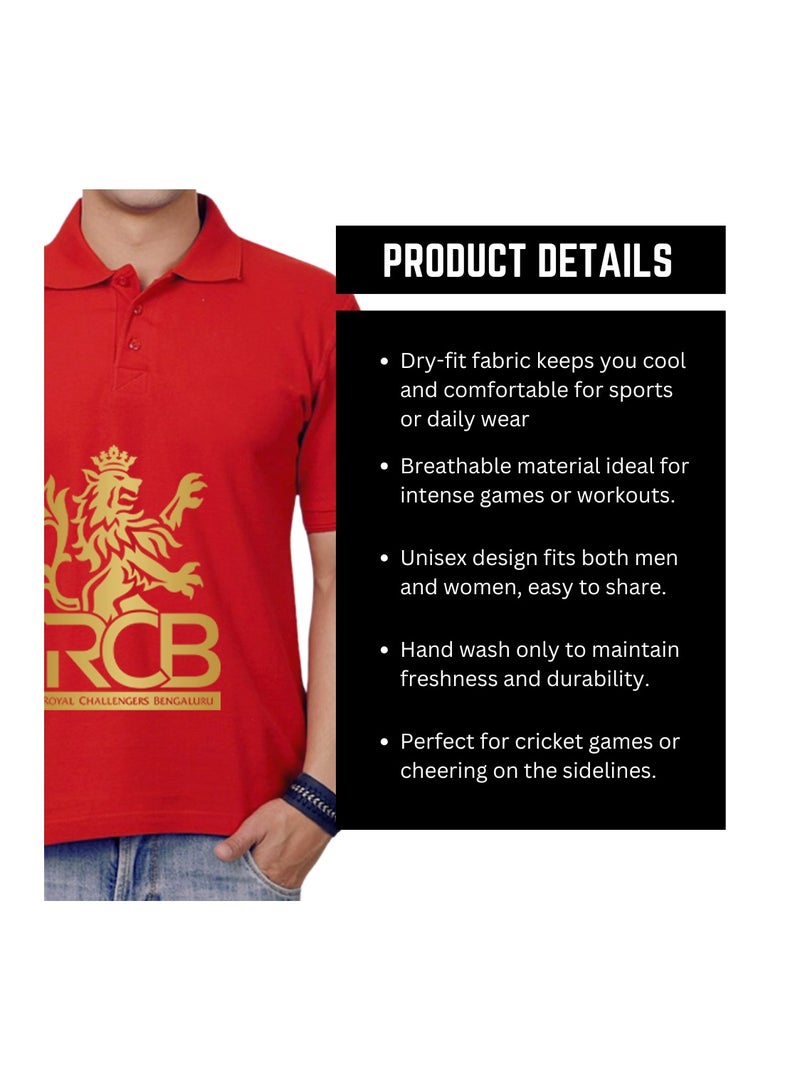 PRINTSHOP4ME Bengaluru Cricket Men's Dry-Fit Polo Neck T-Shirt|Soft&Breathable Sportswear For Cricket Lovers|Tshirt With Cap|Suitable For Games - Image 4