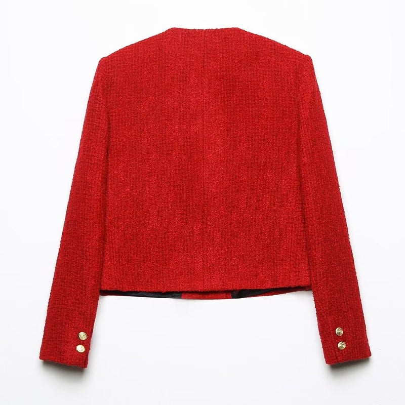 2023 Winter New Women'S Elegant Texture Double-Breasted Coat + Short Skirt Suit W07 - Image 3