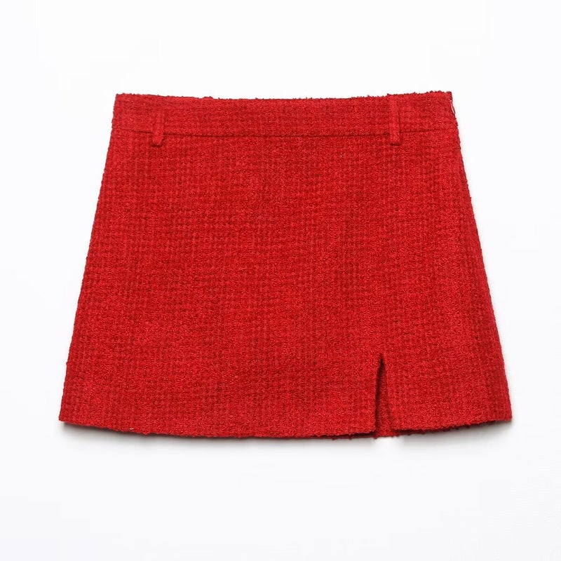 2023 Winter New Women'S Elegant Texture Double-Breasted Coat + Short Skirt Suit W07 - Image 4