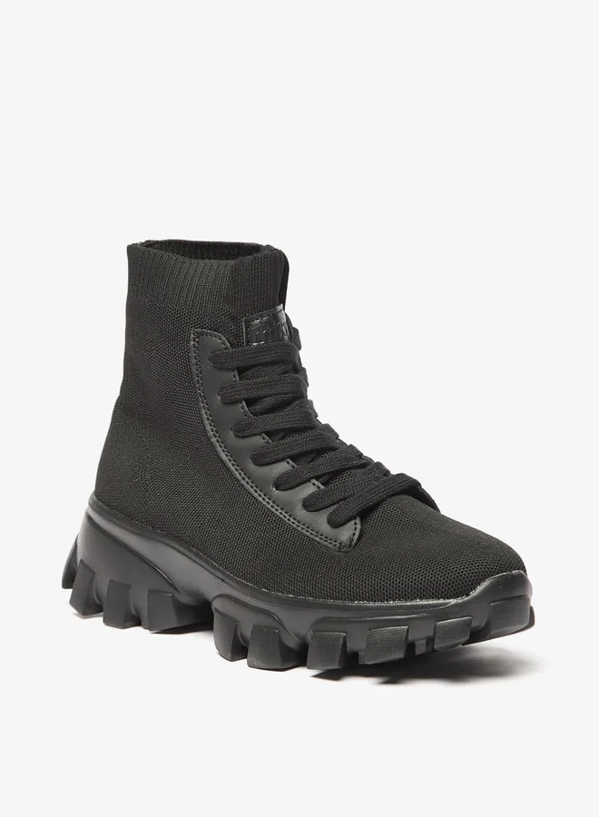 MISSY Women's Textured Ankle Boots with Lace-Up Closure