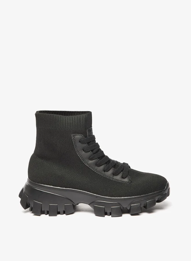 MISSY Women's Textured Ankle Boots with Lace-Up Closure