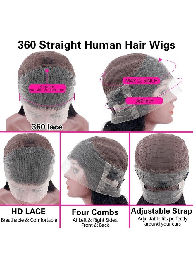 sdamey Straight 360 Hd Lace Front Wigs Human Hair 180 Density Brazilian Frontal Wigs Human Hair Glueless Wigs Human Hair Pre Plucked Pre Cut Wigs For Women - Image 5
