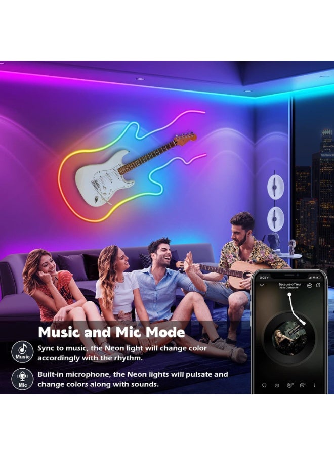 طلال شريط إضاءة نيون LED، شريط إضاءة RGB، مزامنة مع الموسيقى، تحكم عبر تطبيق وجهاز تحكم عن بعد، إضاءة LED ذكية للمنزل، حبل نيون مرن لتزيين المنزل بنفسك، غرفة الألعاب، غرفة النوم، إضاءة خلفية للتلفزيون، ديكور رمضان - Image 5