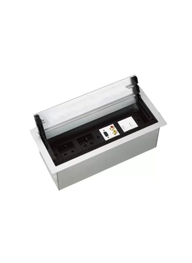 Elitco Elitco - Black Dural Sides Open Desk Power Box with 8 Module Capacity, Flush-Mount Power Source, Dual Sides Flip-Up Type, Very Convenient Sophisticated and Luxurious 