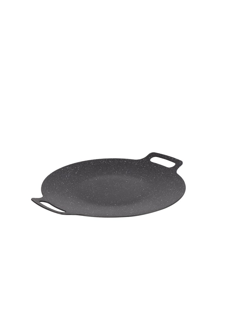Royalford 34 cm Deep Tawa- RF12507/ Aluminum Body with Granite Non-Stick Coating, for Roti, Chapatti, Dosa, Tortilla, Crepe, Pancake, etc./ Multi-Purpose Flat Skillet Pan, Compatible with Induction, Hotplate, Halogen, Ceramic Gas Types, PFOA Free and PTFE Free/ Black Black Black - Image 1