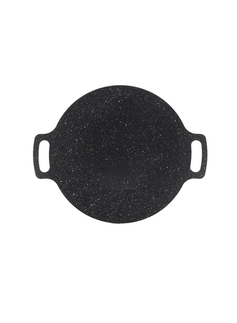 Royalford 34 cm Deep Tawa- RF12507/ Aluminum Body with Granite Non-Stick Coating, for Roti, Chapatti, Dosa, Tortilla, Crepe, Pancake, etc./ Multi-Purpose Flat Skillet Pan, Compatible with Induction, Hotplate, Halogen, Ceramic Gas Types, PFOA Free and PTFE Free/ Black Black Black - Image 3